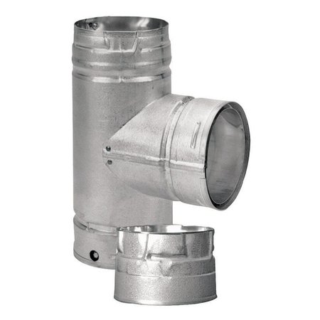 B & K DuraVent PelletVent 3 in. X 3 in. X 3 in. Galvanized Steel Tee with Clean-Out Cap 3PVL-TR